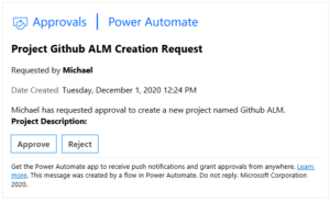 Figure 2 – Message requesting to approve new environment