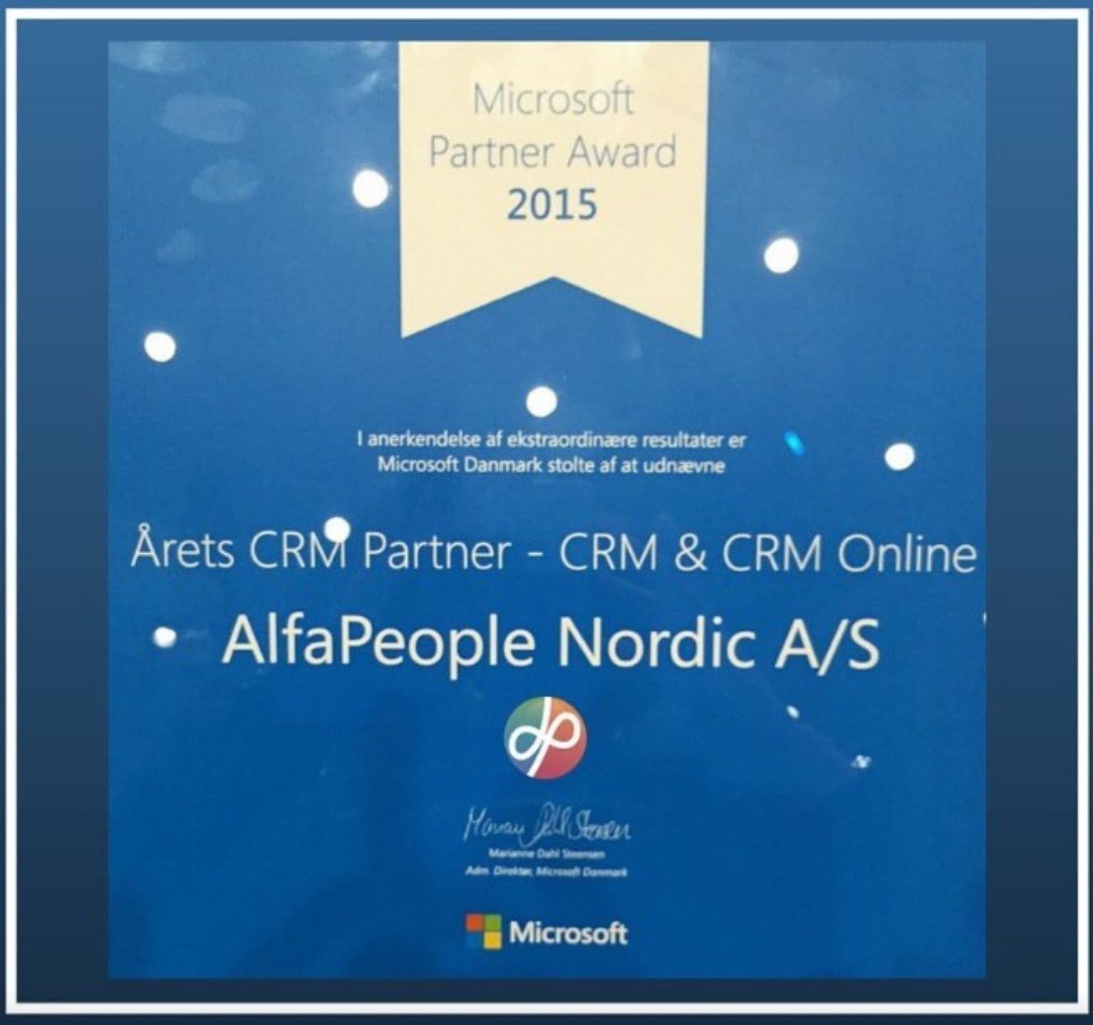 AlfaPeople Nordic ist Microsoft CRM-Partner des Jahres 2015