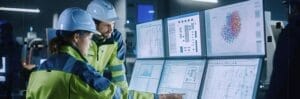 Industry 4 0 Modern Factory: Project Engineer Talks to Female Op