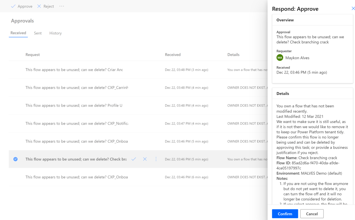 Figure 1 – Flow Approval Received Message