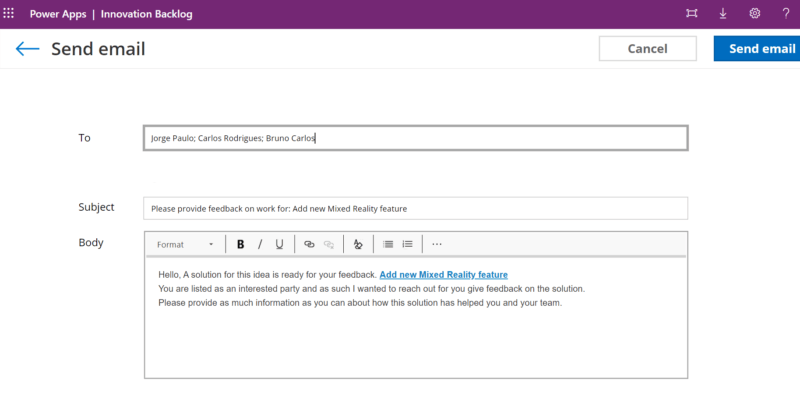 7. Once finished and running, we can start to collect feedback from users.