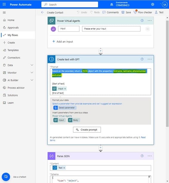 AI - Fig 6: Resource used to obtain relevant data for creating a contact record.