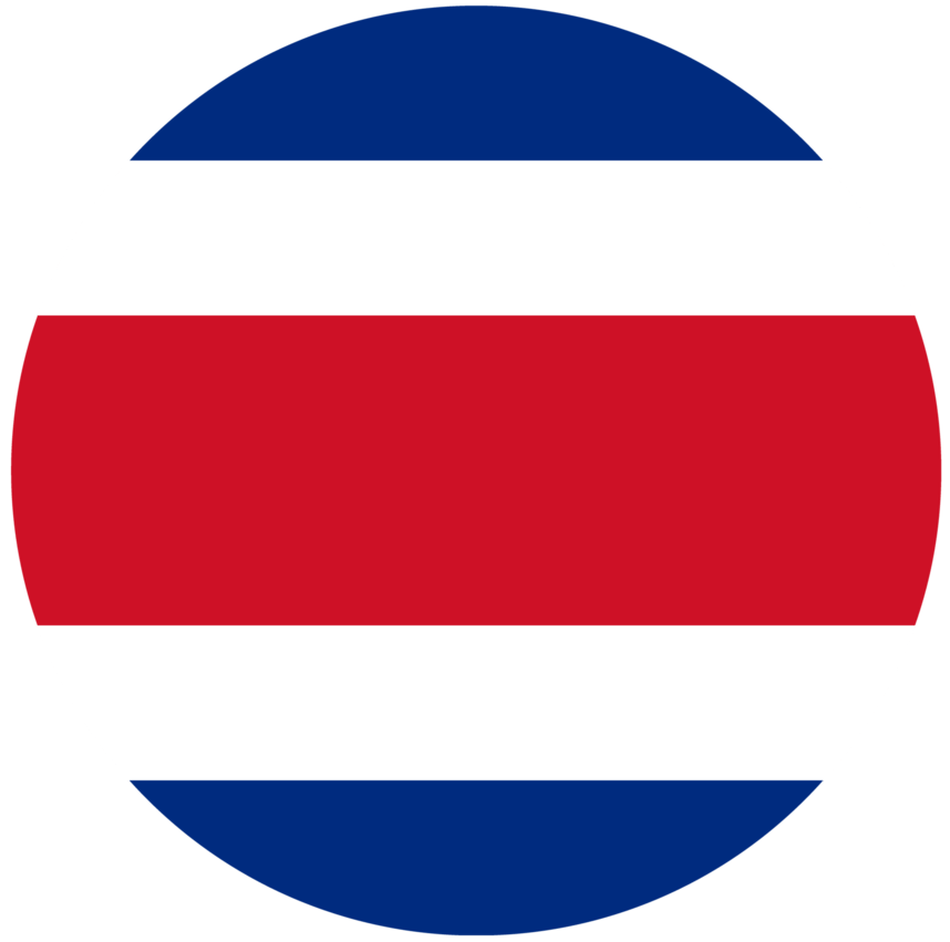 costa rica flat rounded flag with transparent backg